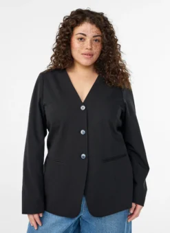 Blazer mit V-Ausschnitt und Knopfverschluss