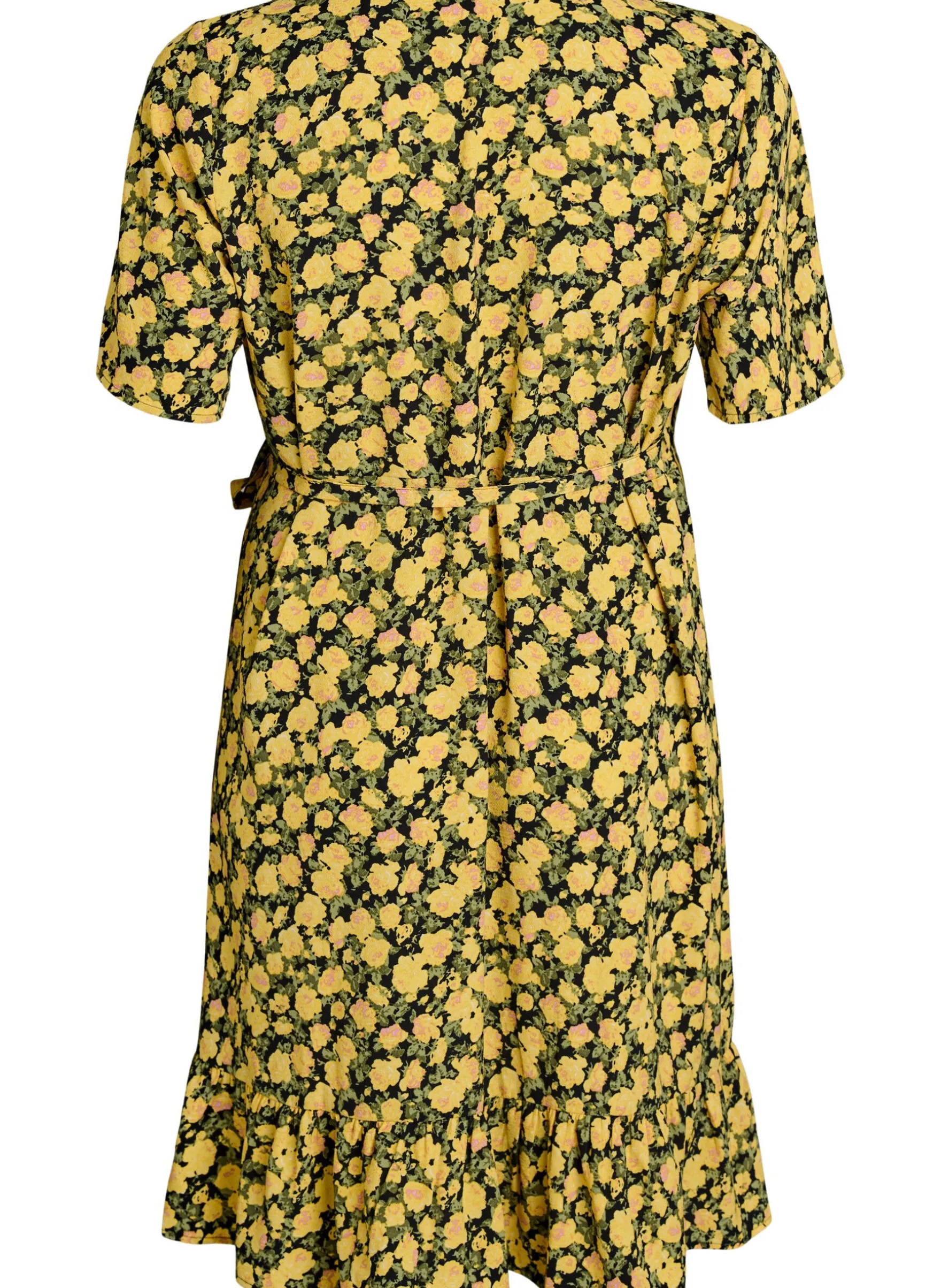 Blumiges Wickelkleid mit kurzen Ärmeln