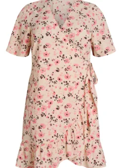 Blumiges Wickelkleid mit kurzen Ärmeln