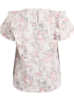 Bluse aus Baumwolle mit Broderie Anglaise und Rüschen