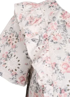 Bluse aus Baumwolle mit Broderie Anglaise und Rüschen