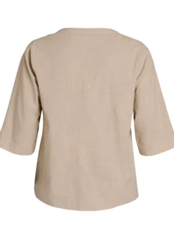 Bluse aus Baumwolle mit gestickten Details und 3/4-Ärmeln