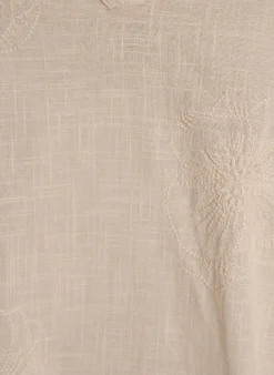 Bluse aus Baumwolle mit gestickten Details und 3/4-Ärmeln