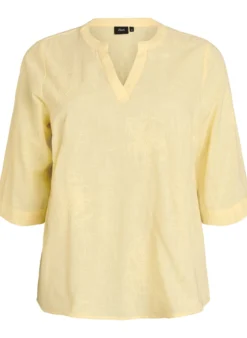 Bluse aus Baumwolle mit gestickten Details und 3/4-Ärmeln