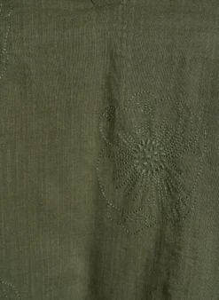 Bluse aus Baumwolle mit gestickten Details und 3/4-Ärmeln