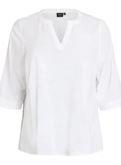 Bluse aus Baumwolle mit gestickten Details und 3/4-Ärmeln