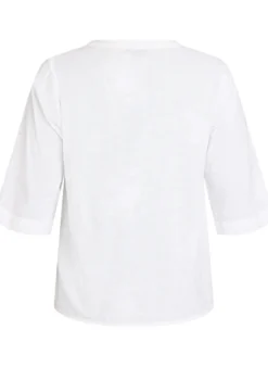 Bluse aus Baumwolle mit gestickten Details und 3/4-Ärmeln