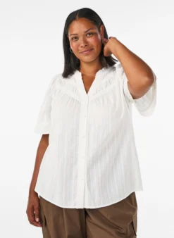 Bluse aus Baumwolle mit Zierbändern