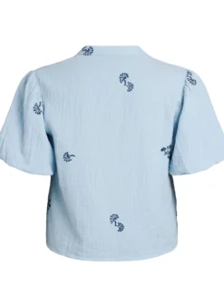 Bluse aus Baumwoll-Musselin mit Ballonärmeln und Stickereidetails