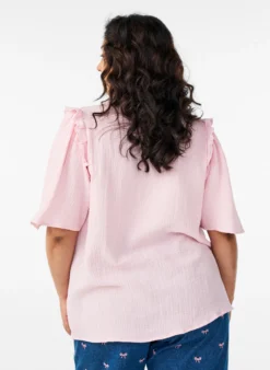Bluse aus Baumwoll-Musselin mit Broderie Anglaise und 1/2-Ärmeln