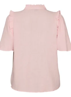 Bluse aus Baumwoll-Musselin mit Broderie Anglaise und 1/2-Ärmeln