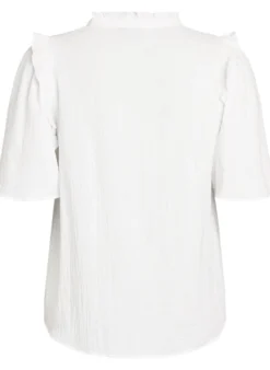 Bluse aus Baumwoll-Musselin mit Broderie Anglaise und 1/2-Ärmeln