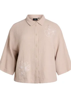Bluse aus Baumwoll-Musselin mit gestickten Details