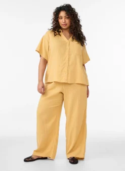 Bluse aus Baumwoll-Musselin mit kurzen Ärmeln