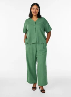 Bluse aus Baumwoll-Musselin mit kurzen Ärmeln