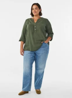 Bluse aus Baumwollmusselin mit Lochstickerei