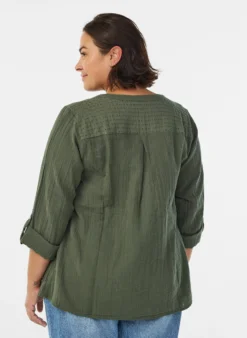 Bluse aus Baumwollmusselin mit Lochstickerei