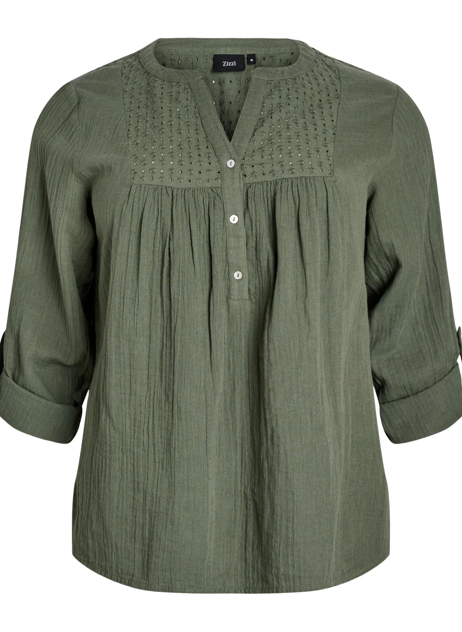 Bluse aus Baumwollmusselin mit Lochstickerei