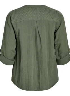 Bluse aus Baumwollmusselin mit Lochstickerei