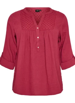 Bluse aus Baumwollmusselin mit Lochstickerei