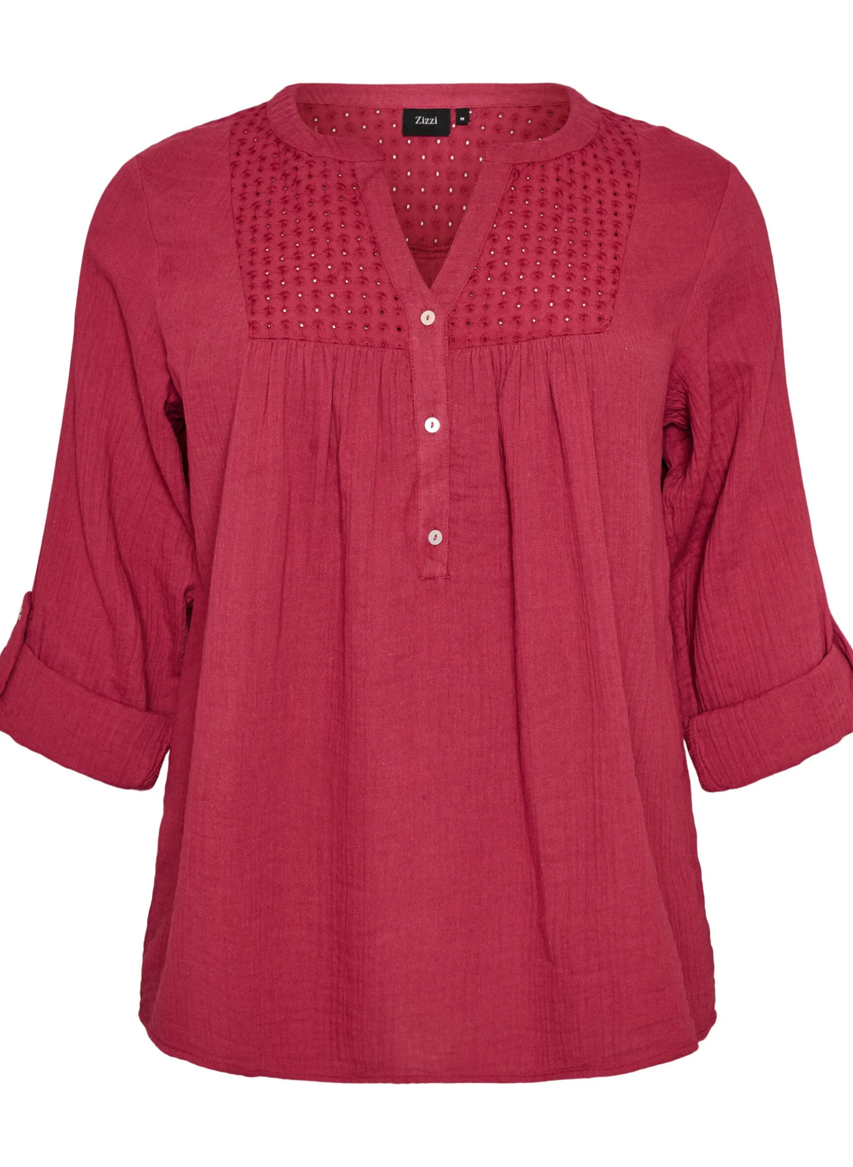 Bluse aus Baumwollmusselin mit Lochstickerei