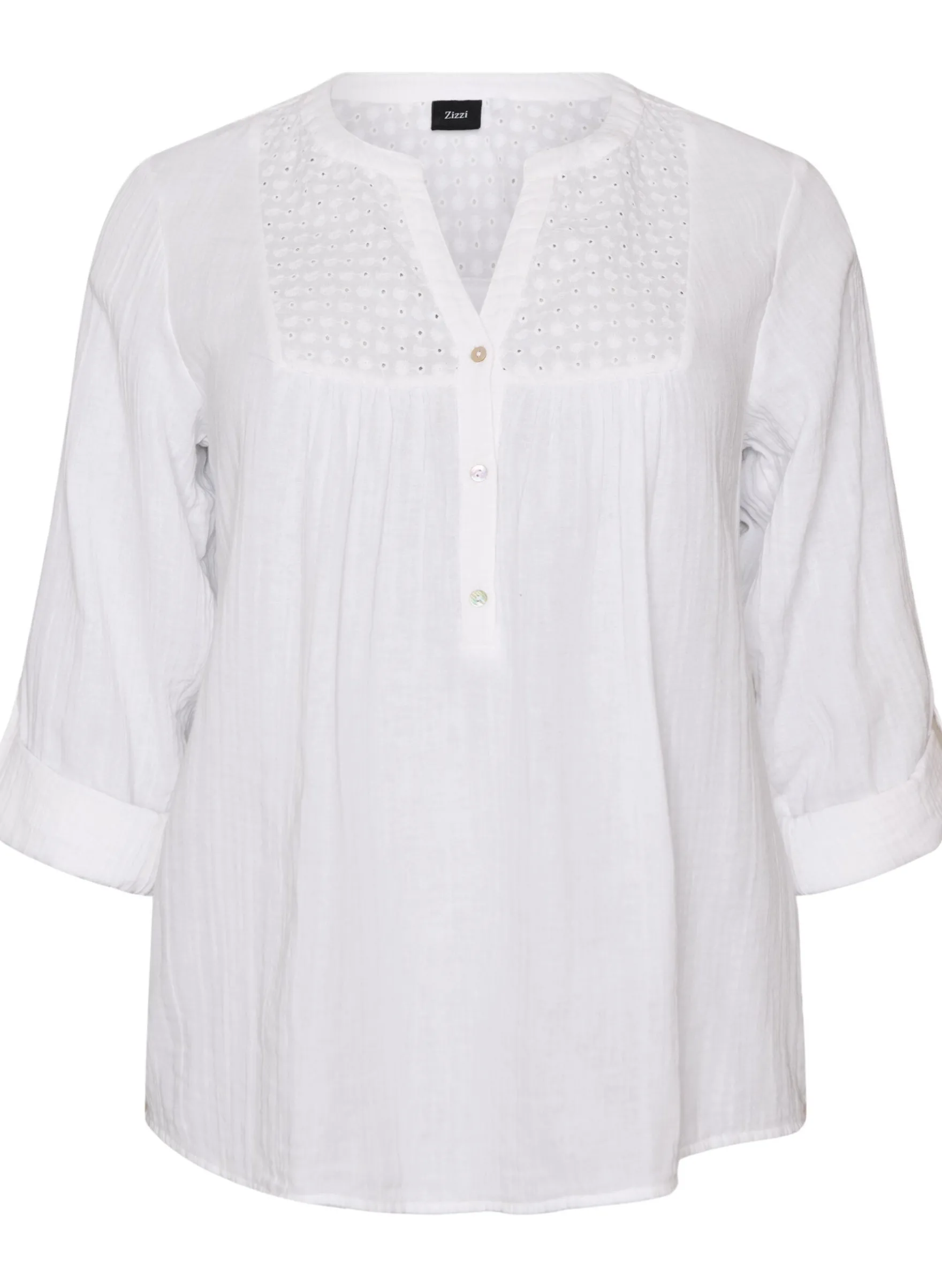 Bluse aus Baumwollmusselin mit Lochstickerei