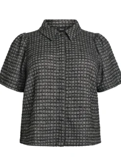 Bluse aus Bouclé mit kurzen Ärmeln