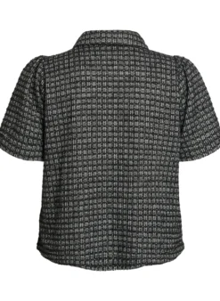 Bluse aus Bouclé mit kurzen Ärmeln