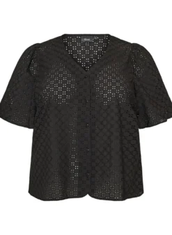 Bluse aus Broderie Anglaise mit Knopfleiste