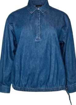 Bluse aus Denim mit Balloon-Fit