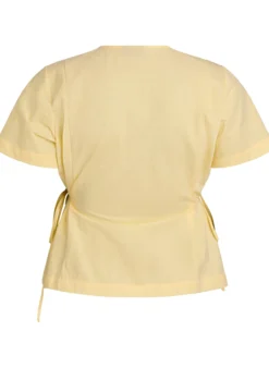 Bluse aus einer Baumwollmischung mit V-Ausschnitt und Bindeband
