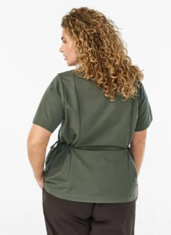Bluse aus einer Baumwollmischung mit V-Ausschnitt und Bindeband
