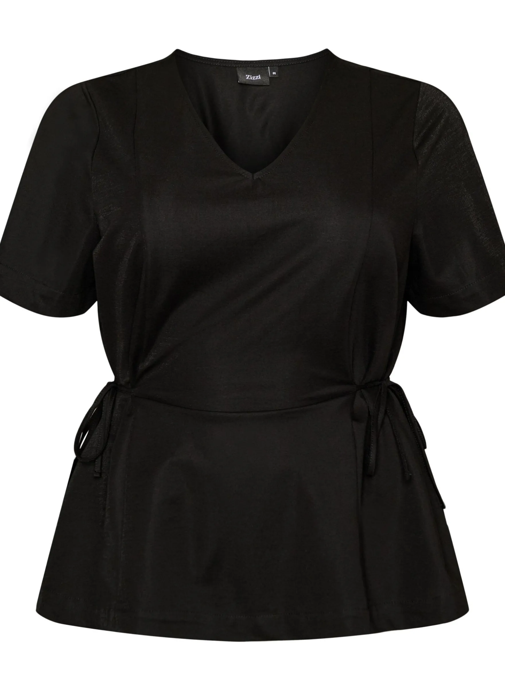 Bluse aus einer Baumwollmischung mit V-Ausschnitt und Bindeband