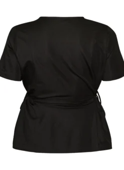 Bluse aus einer Baumwollmischung mit V-Ausschnitt und Bindeband