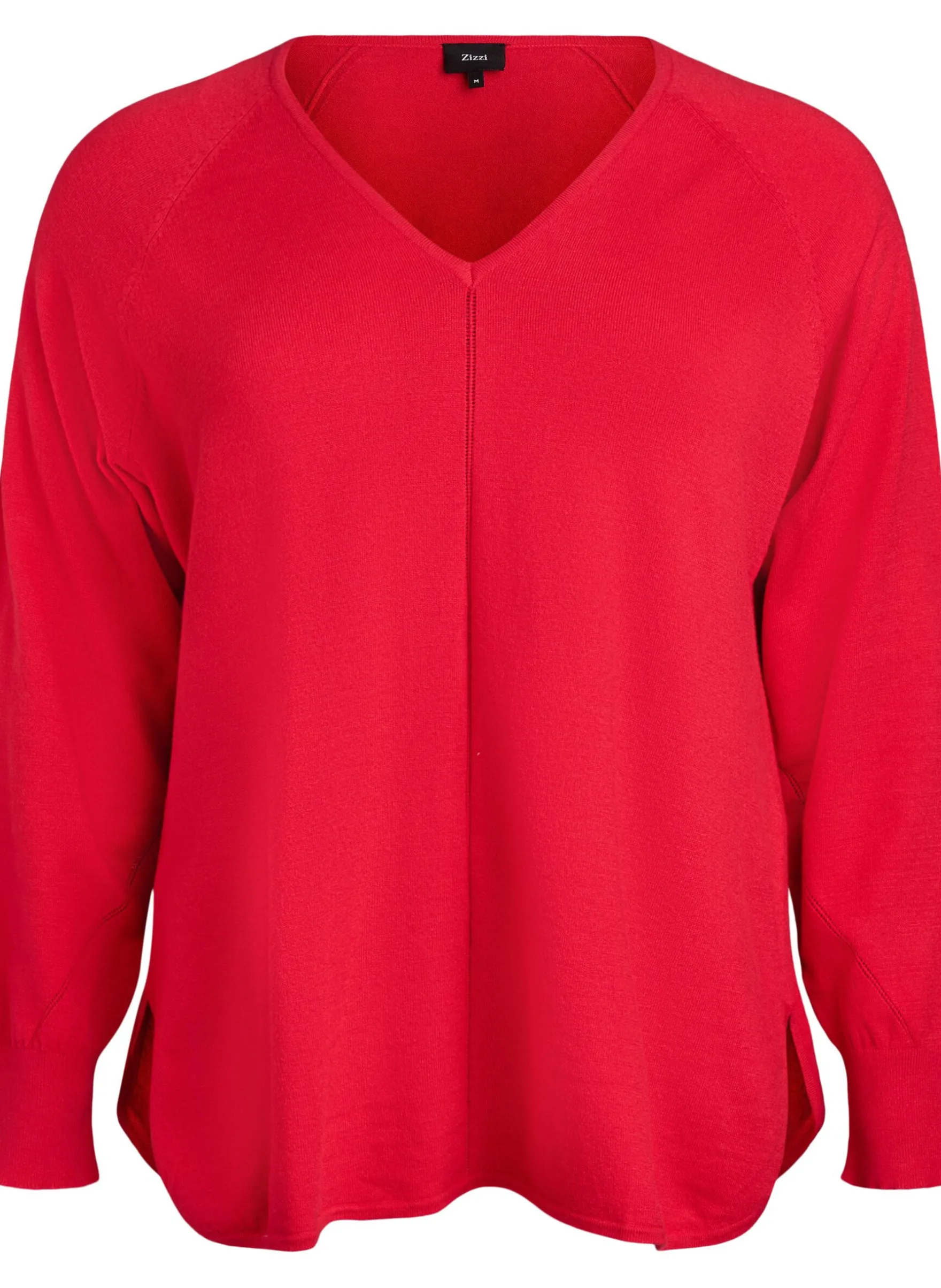 Bluse aus Feinstrick mit V-Ausschnitt und Detail auf der Vorderseite