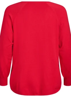 Bluse aus Feinstrick mit V-Ausschnitt und Detail auf der Vorderseite