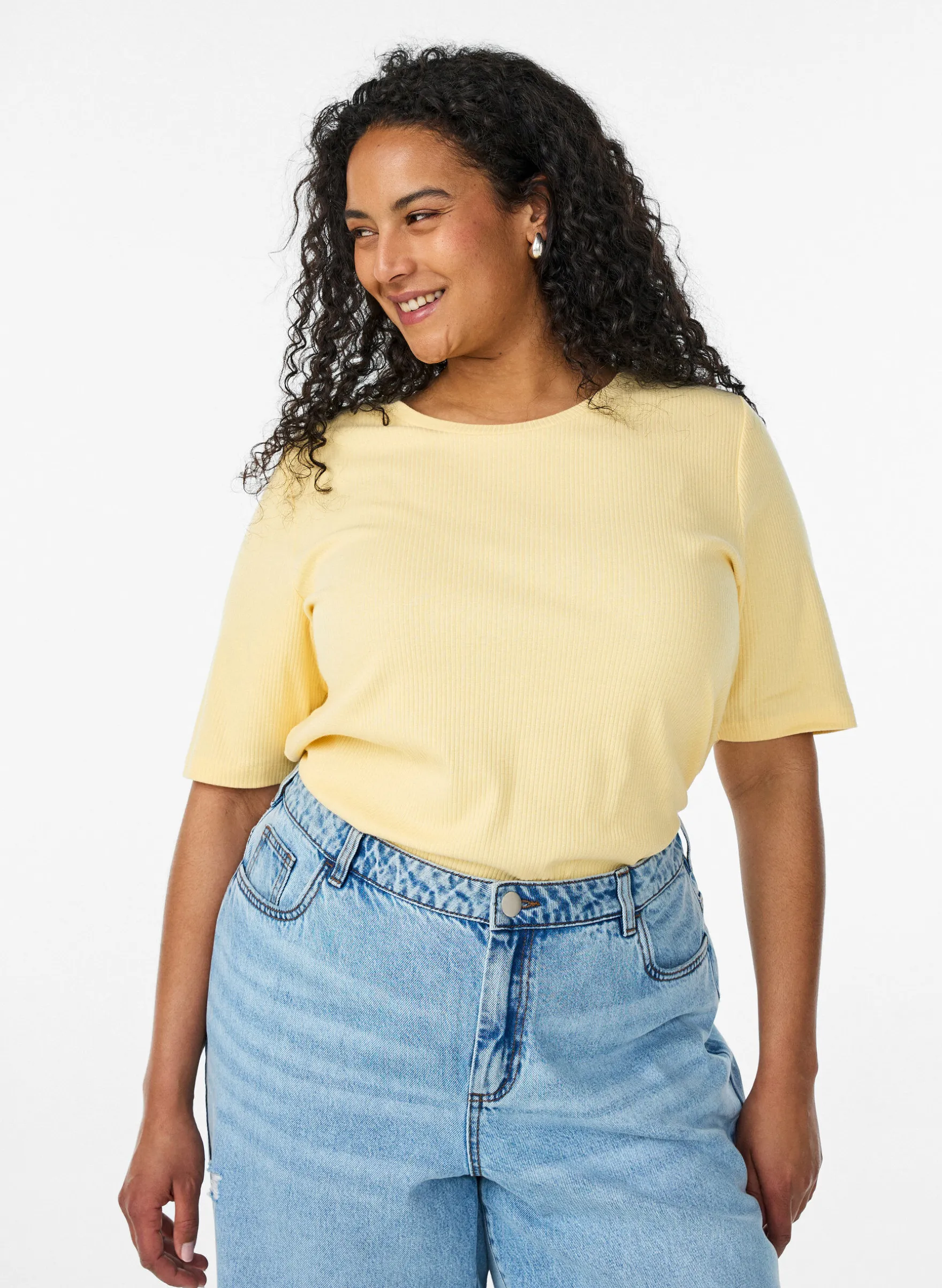 Bluse aus geripptem Jersey mit kurzen Ärmeln
