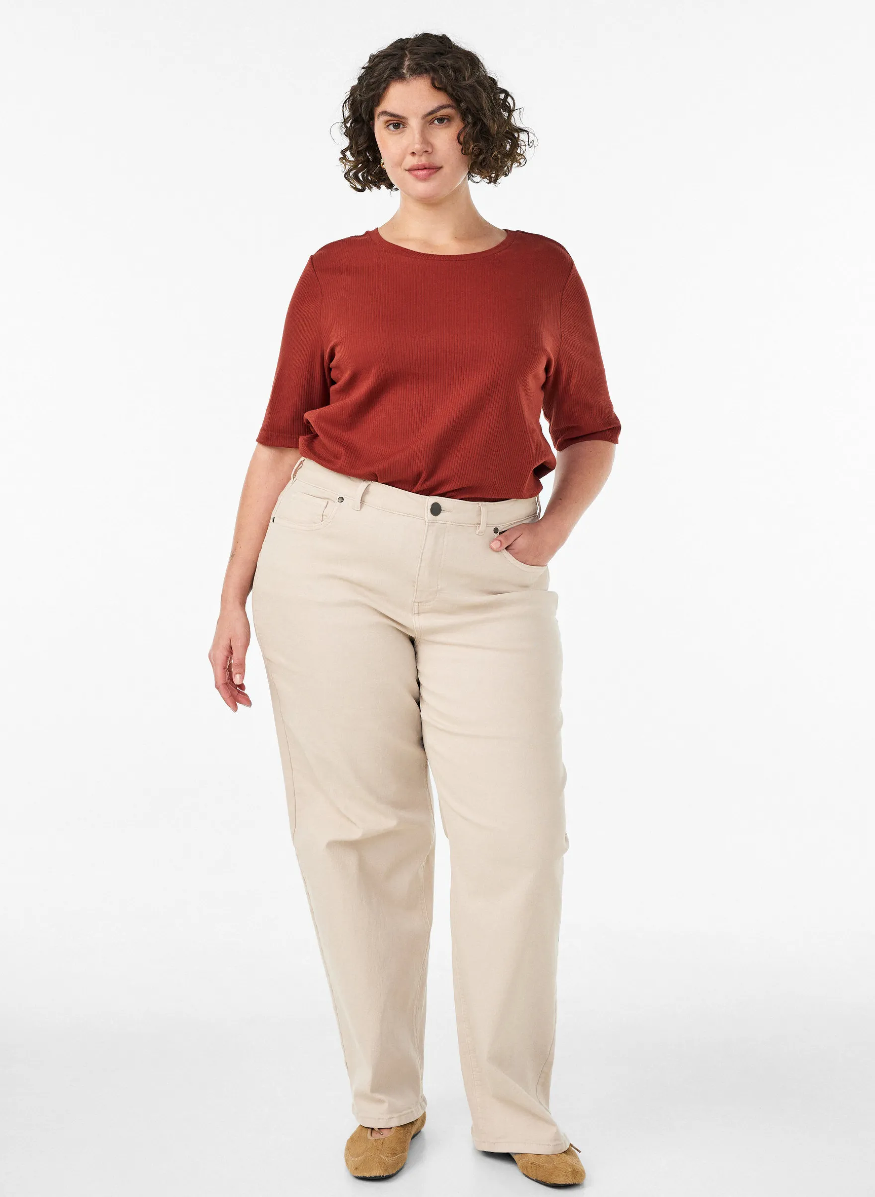 Bluse aus geripptem Jersey mit kurzen Ärmeln