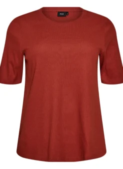 Bluse aus geripptem Jersey mit kurzen Ärmeln