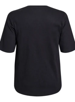 Bluse aus geripptem Jersey mit kurzen Ärmeln