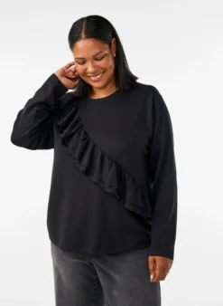 Bluse aus Jersey mit diagonalem Rüschendetail