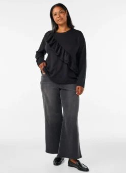 Bluse aus Jersey mit diagonalem Rüschendetail