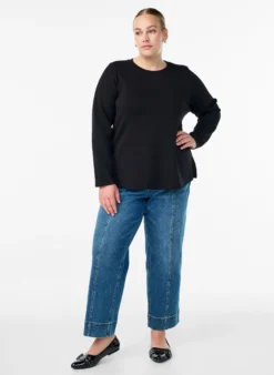 Bluse aus Jersey mit Rundhalsausschnitt