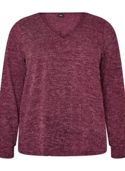 Bluse aus Jersey mit V-Ausschnitt und langen Ärmeln