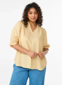 Bluse aus Leinen und Viskose mit 1/2-Ärmeln