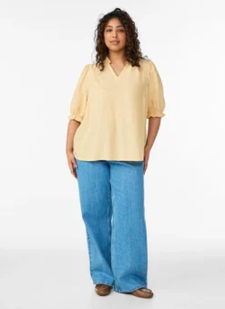 Bluse aus Leinen und Viskose mit 1/2-Ärmeln