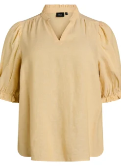 Bluse aus Leinen und Viskose mit 1/2-Ärmeln