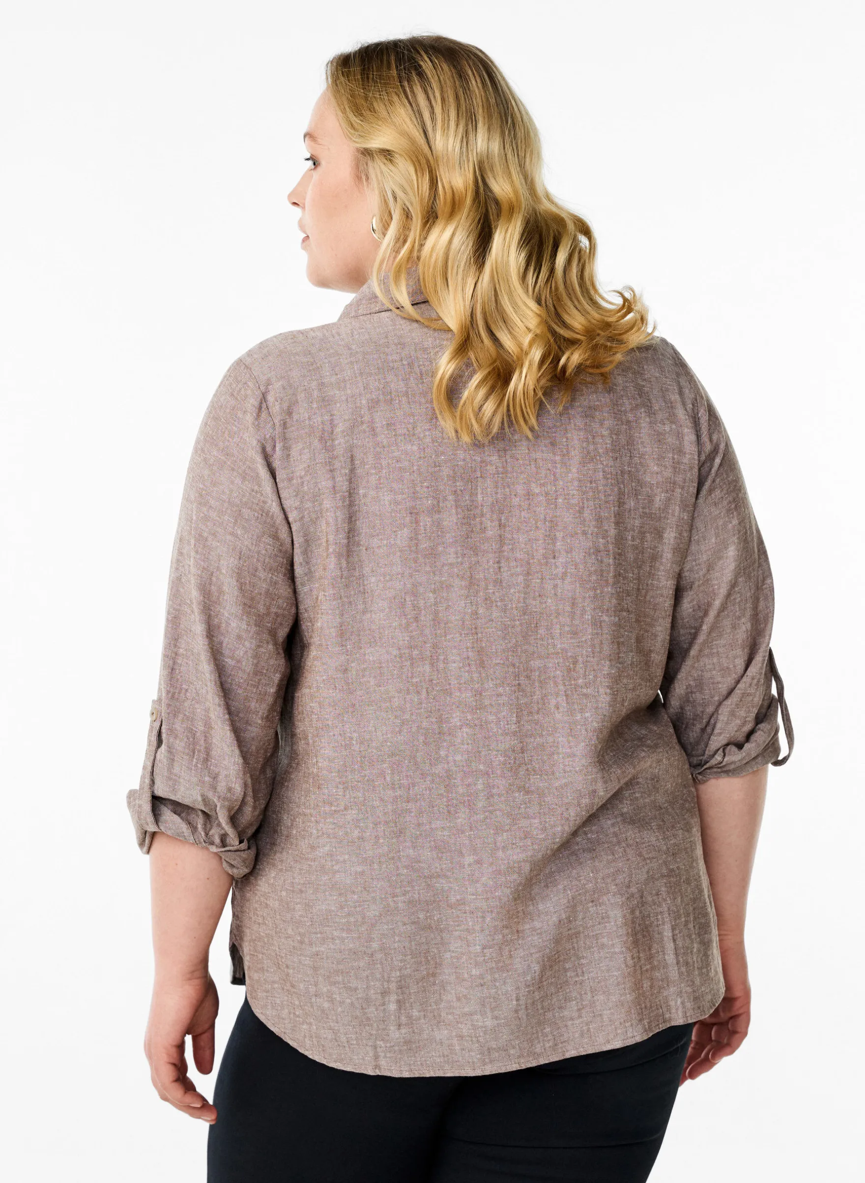 Bluse aus Leinen und Viskose mit 3/4-Ärmeln