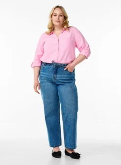Bluse aus Leinen und Viskose mit 3/4-Ärmeln