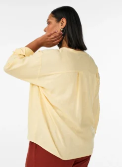 Bluse aus Leinen und Viskose mit V-Ausschnitt
